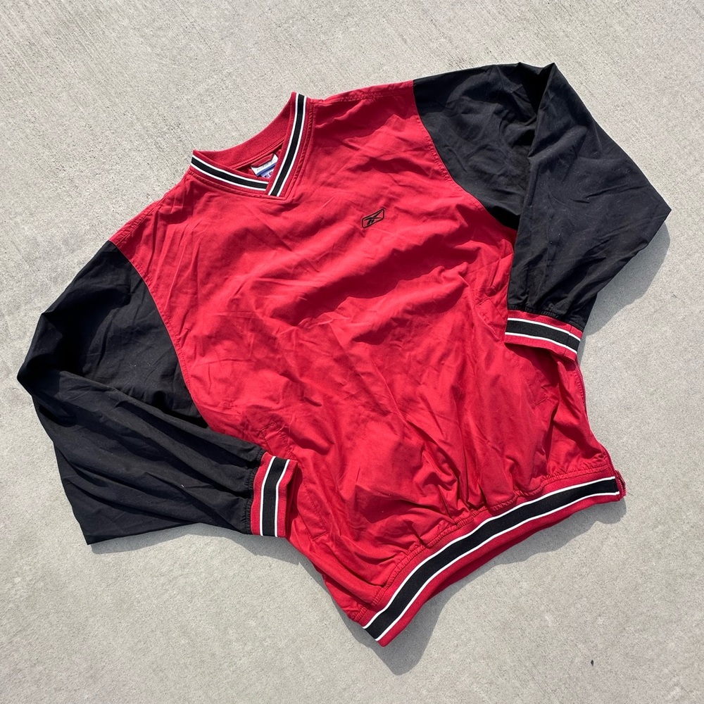 Vintage y2k Reebok windbreaker crewneck two tone red / black size large